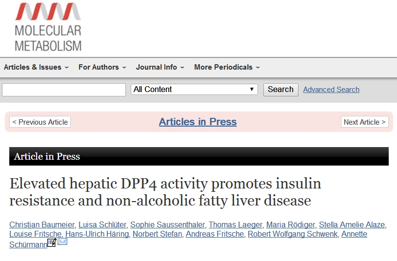  肝脏内高水平DPP-4可促进NAFLD的发生？