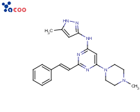 6-(4-甲基-1-哌嗪基)-N-(5-甲基-1H-吡唑-3-基)-2-[(1E)-2-苯乙烯基]-4-嘧啶胺
