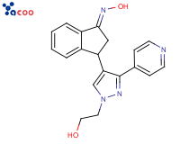 2,3-二氢-5-[1-(2-羟基乙基)-3-(4-吡啶基)-1H-吡唑-4-基]-1H-茚-1-酮肟
