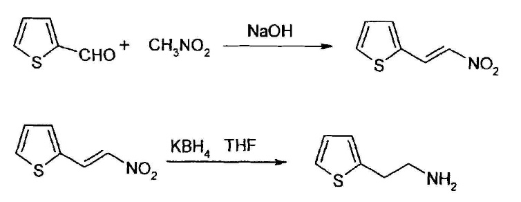 將噻吩和n,n-二甲基甲酰胺(dmf)在三氯氧磷存在下發生親電反應得到2